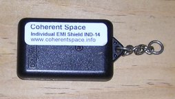image of keychain device, rear and label view.